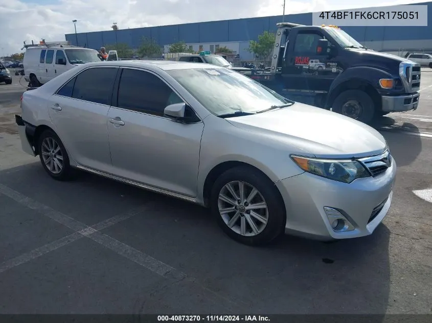 2012 Toyota Camry Xle VIN: 4T4BF1FK6CR175051 Lot: 40873270