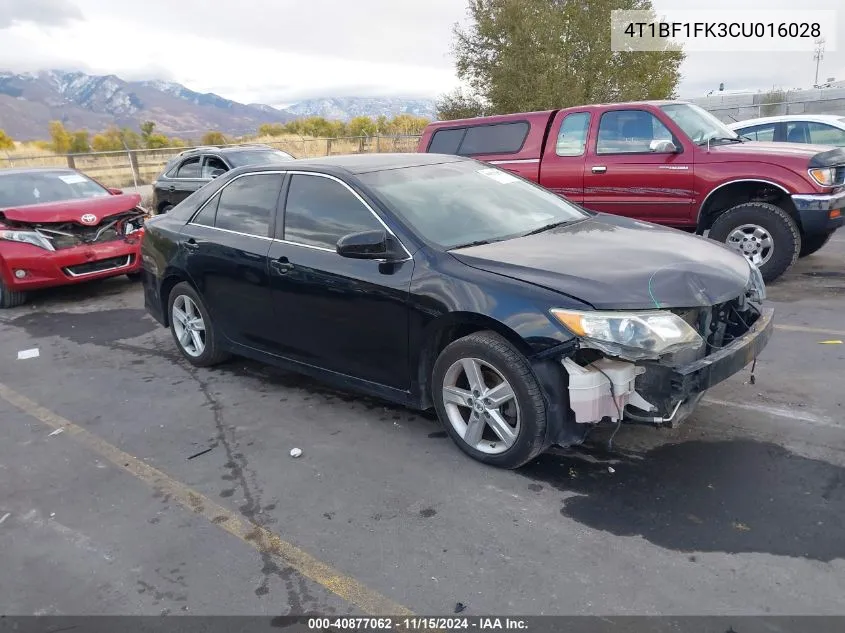 2012 Toyota Camry Se VIN: 4T1BF1FK3CU016028 Lot: 40877062