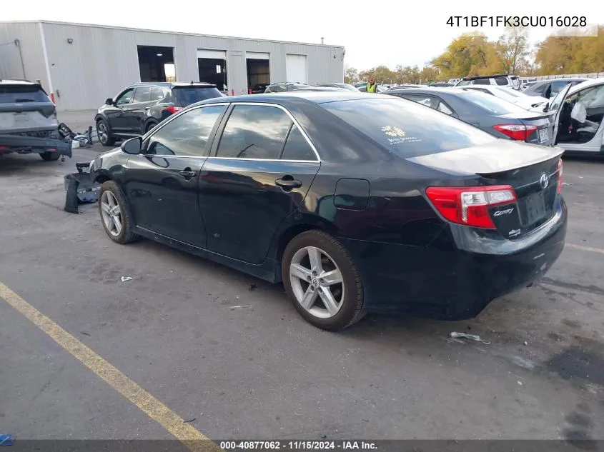 2012 Toyota Camry Se VIN: 4T1BF1FK3CU016028 Lot: 40877062