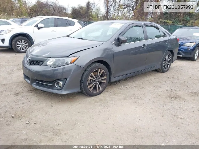 2012 Toyota Camry Se VIN: 4T1BF1FK2CU057993 Lot: 40879171