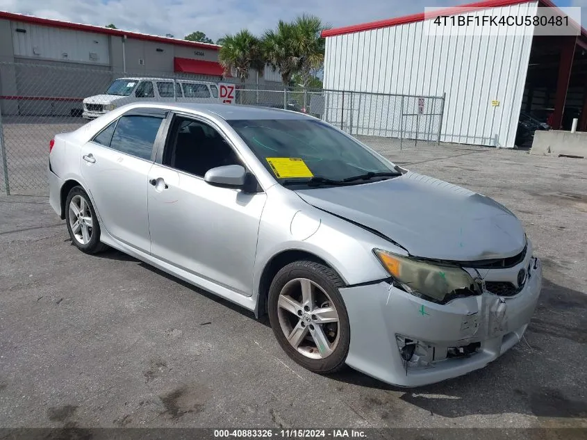 2012 Toyota Camry Se VIN: 4T1BF1FK4CU580481 Lot: 40883326