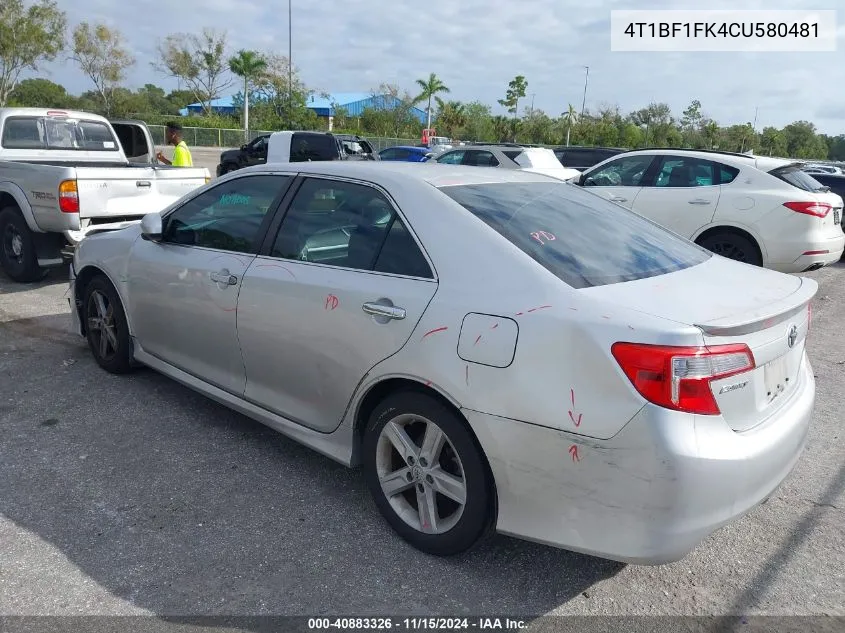 2012 Toyota Camry Se VIN: 4T1BF1FK4CU580481 Lot: 40883326