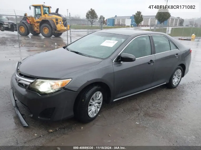 2012 Toyota Camry Le VIN: 4T4BF1FK8CR171082 Lot: 40889330