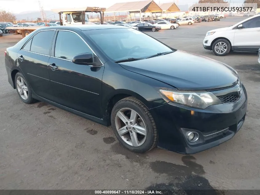 2012 Toyota Camry Se VIN: 4T1BF1FK5CU593577 Lot: 40899647