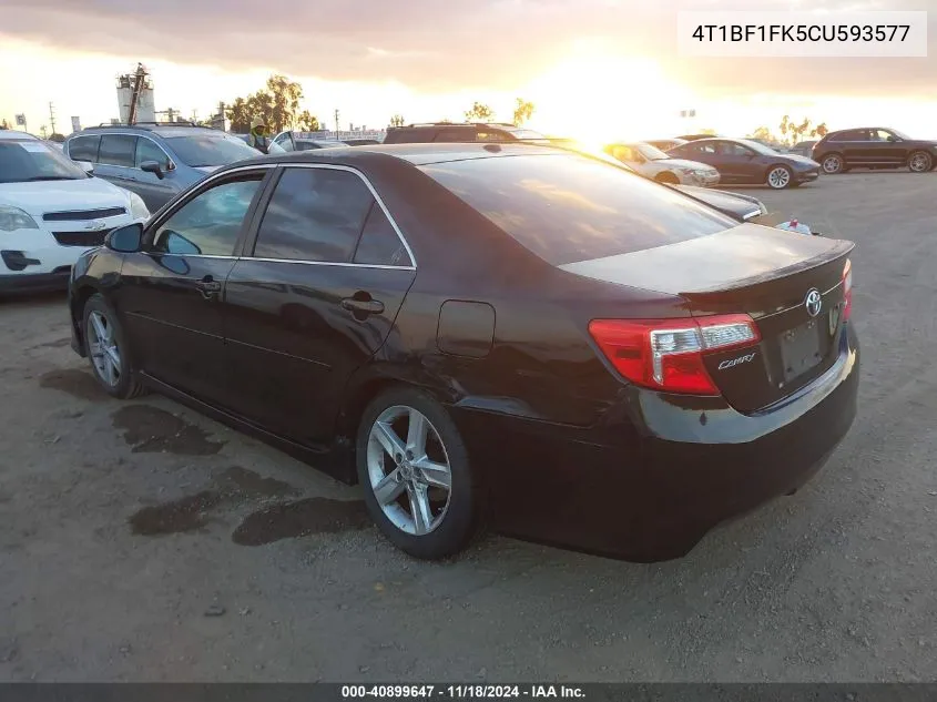 2012 Toyota Camry Se VIN: 4T1BF1FK5CU593577 Lot: 40899647