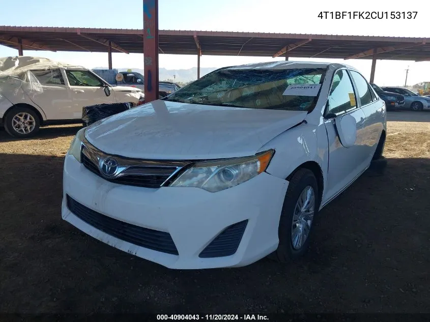 2012 Toyota Camry Le VIN: 4T1BF1FK2CU153137 Lot: 40904043