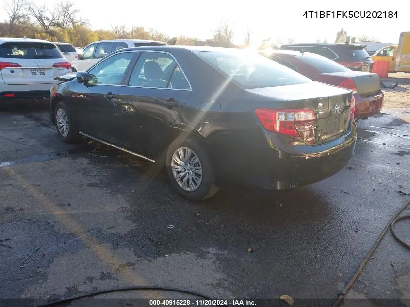 2012 Toyota Camry Le VIN: 4T1BF1FK5CU202184 Lot: 40915228