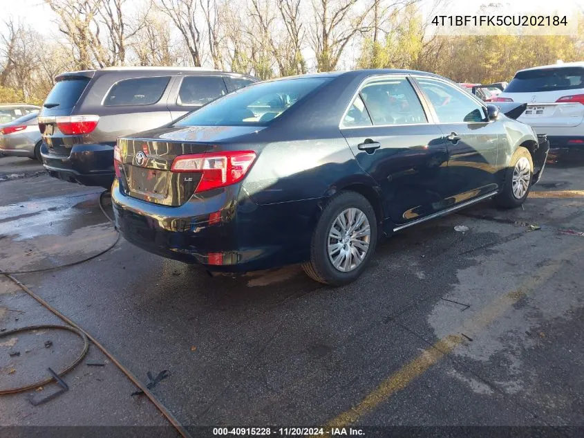 2012 Toyota Camry Le VIN: 4T1BF1FK5CU202184 Lot: 40915228