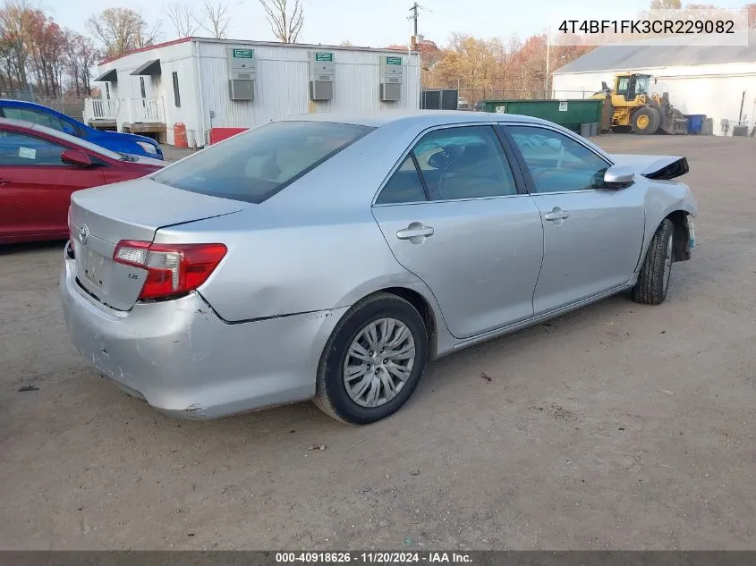 2012 Toyota Camry Le VIN: 4T4BF1FK3CR229082 Lot: 40918626