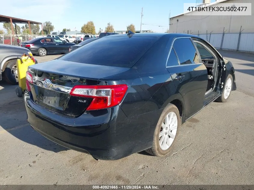 2012 Toyota Camry Xle V6 VIN: 4T1BK1FK3CU502477 Lot: 40921665