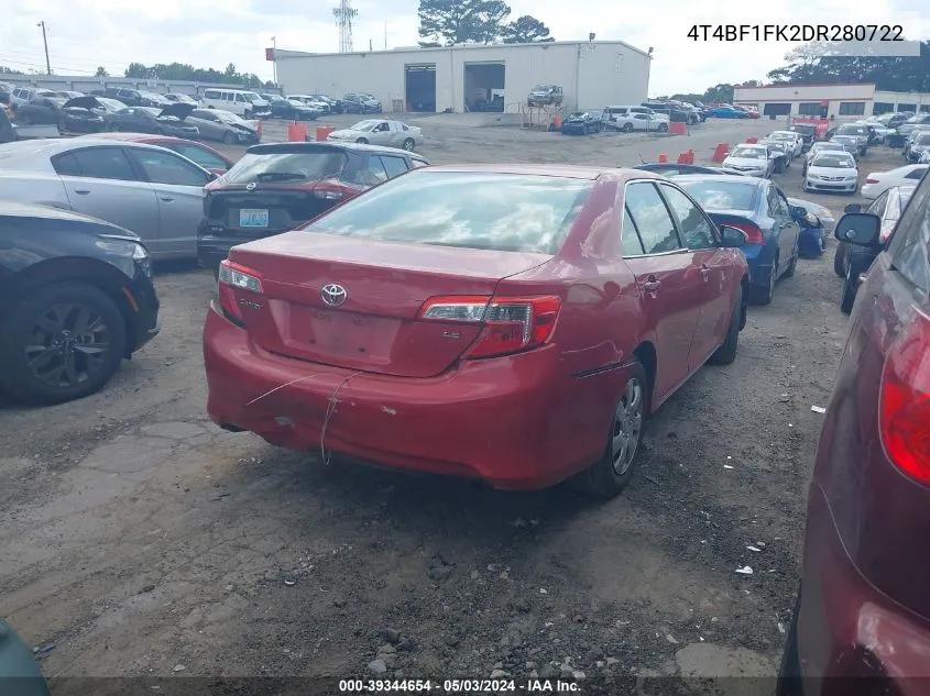 2013 Toyota Camry Le VIN: 4T4BF1FK2DR280722 Lot: 39344654