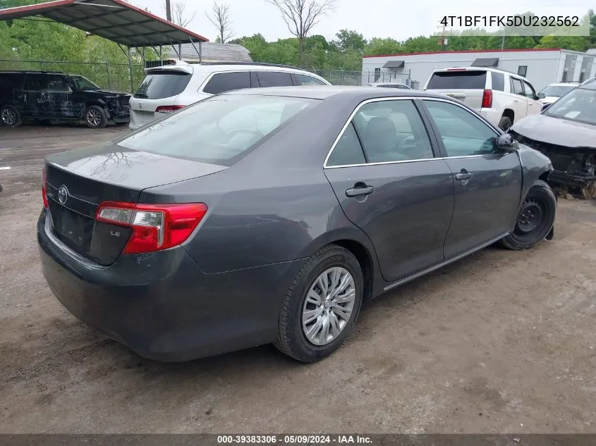 2013 Toyota Camry Le VIN: 4T1BF1FK5DU232562 Lot: 39383306