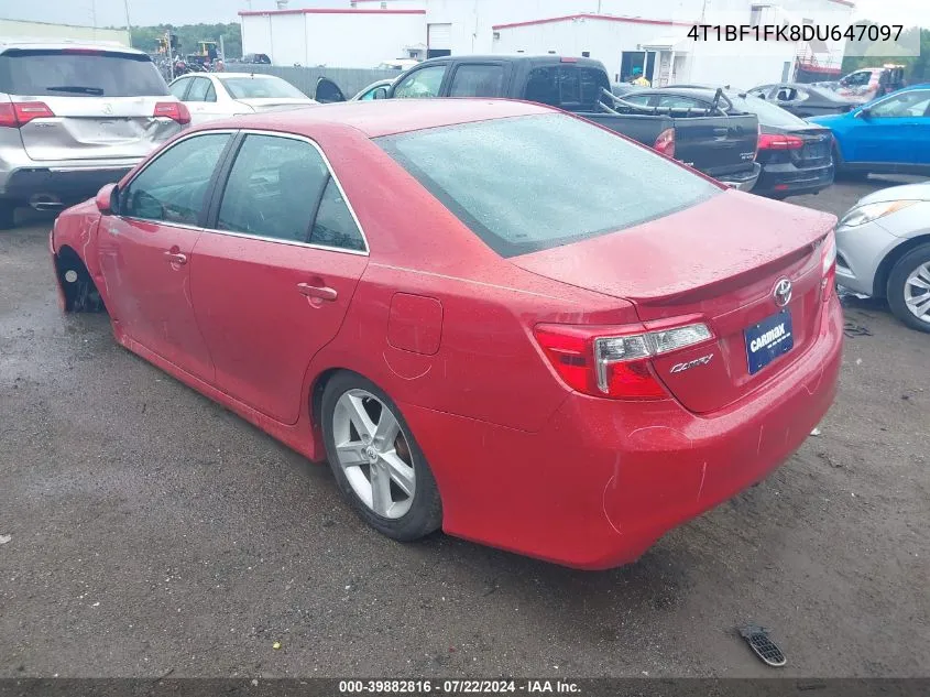 2013 Toyota Camry Se VIN: 4T1BF1FK8DU647097 Lot: 39882816