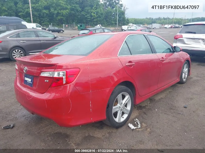 2013 Toyota Camry Se VIN: 4T1BF1FK8DU647097 Lot: 39882816