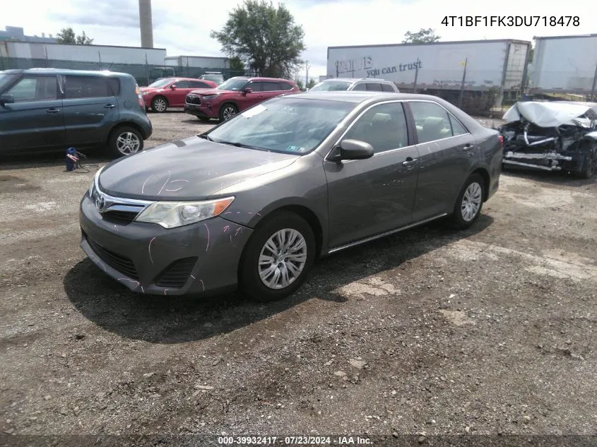 2013 Toyota Camry Le VIN: 4T1BF1FK3DU718478 Lot: 39932417