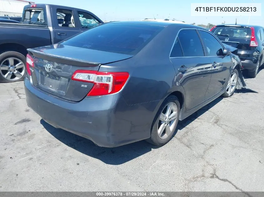 2013 Toyota Camry Se VIN: 4T1BF1FK0DU258213 Lot: 39976378