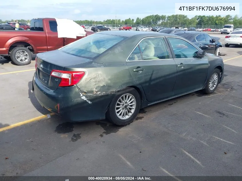 2013 Toyota Camry Le VIN: 4T1BF1FK7DU676994 Lot: 40020934