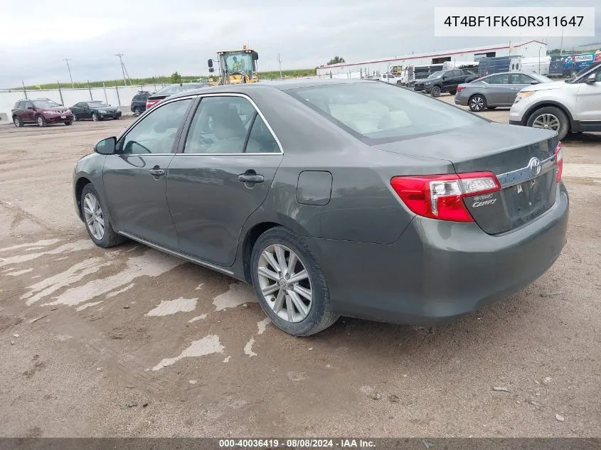 4T4BF1FK6DR311647 2013 Toyota Camry Xle