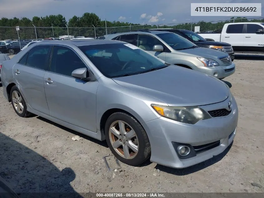 2013 Toyota Camry Se VIN: 4T1BF1FK2DU286692 Lot: 40087265