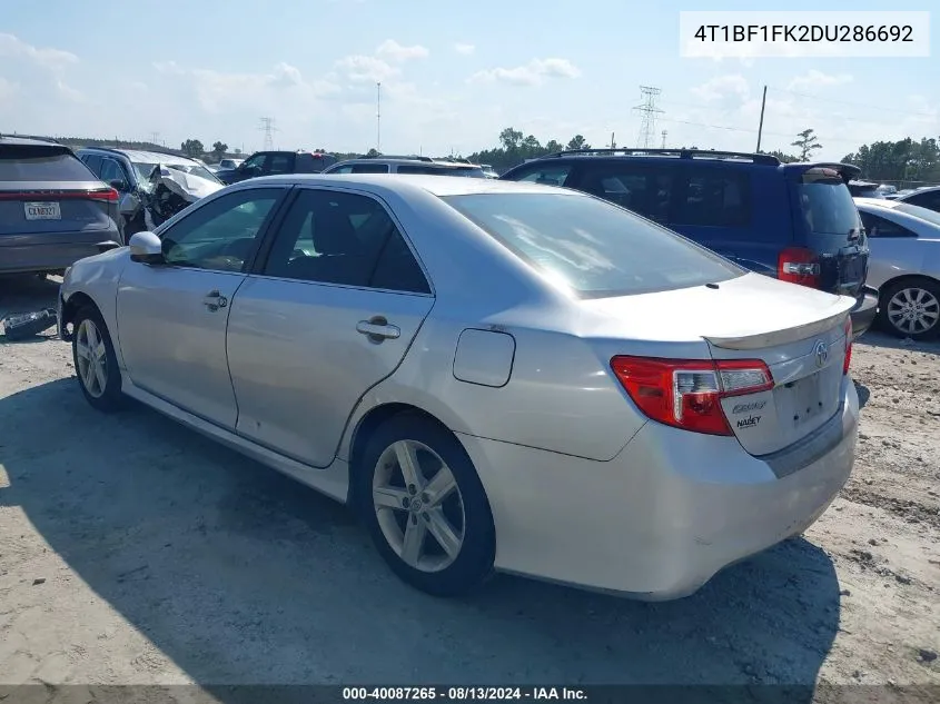 2013 Toyota Camry Se VIN: 4T1BF1FK2DU286692 Lot: 40087265