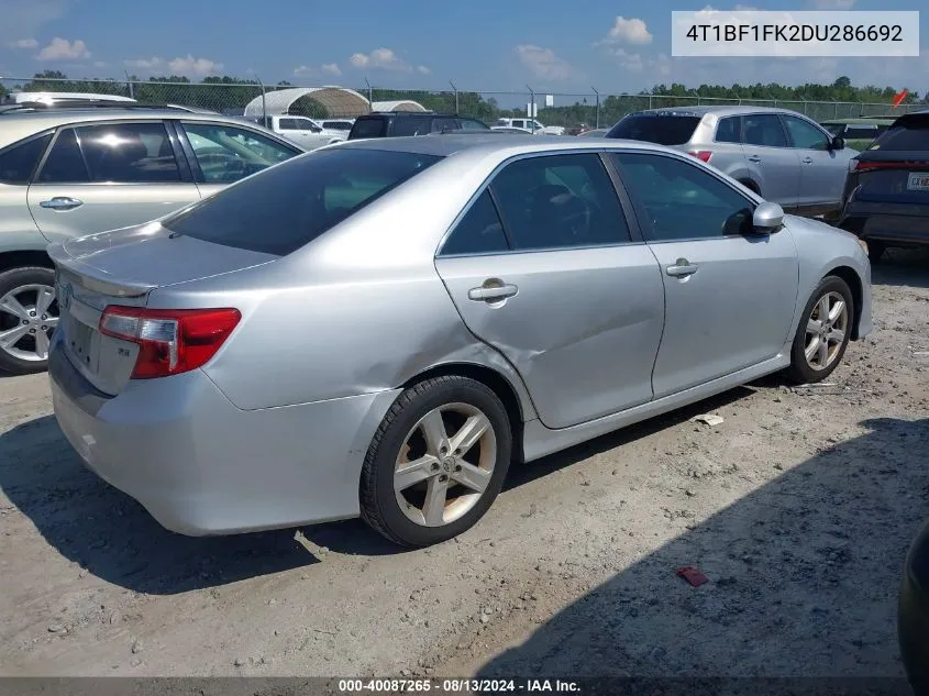 2013 Toyota Camry Se VIN: 4T1BF1FK2DU286692 Lot: 40087265