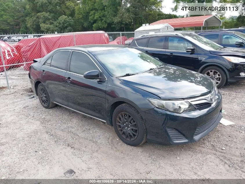 4T4BF1FK4DR281113 2013 Toyota Camry Le