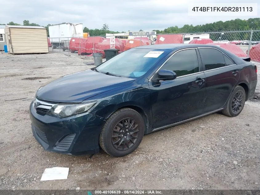 4T4BF1FK4DR281113 2013 Toyota Camry Le