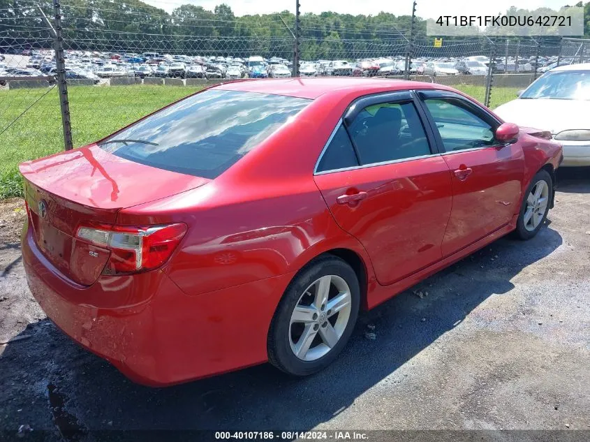 2013 Toyota Camry Se VIN: 4T1BF1FK0DU642721 Lot: 40107186