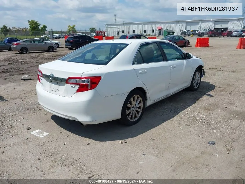 2013 Toyota Camry Xle VIN: 4T4BF1FK6DR281937 Lot: 40108427