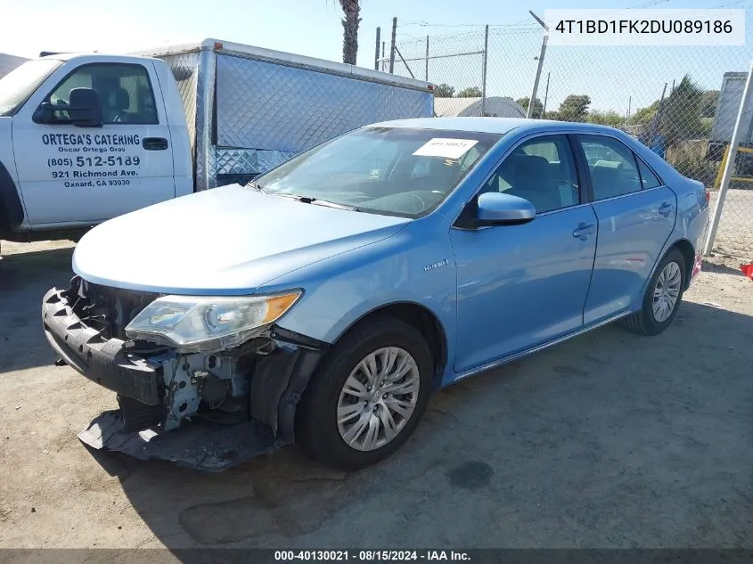 2013 Toyota Camry Hybrid Le VIN: 4T1BD1FK2DU089186 Lot: 40130021