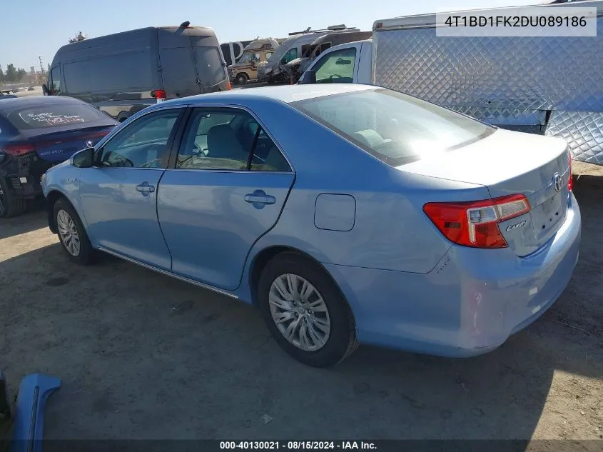 2013 Toyota Camry Hybrid Le VIN: 4T1BD1FK2DU089186 Lot: 40130021