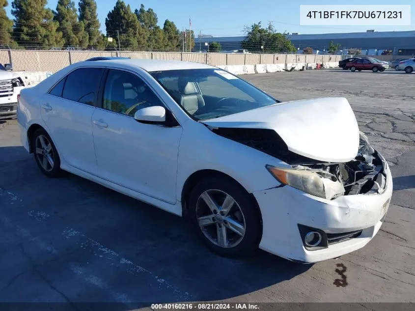 2013 Toyota Camry L/Se/Le/Xle VIN: 4T1BF1FK7DU671231 Lot: 40160216