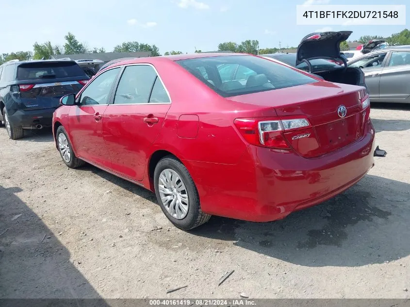 2013 Toyota Camry Le VIN: 4T1BF1FK2DU721548 Lot: 40161419