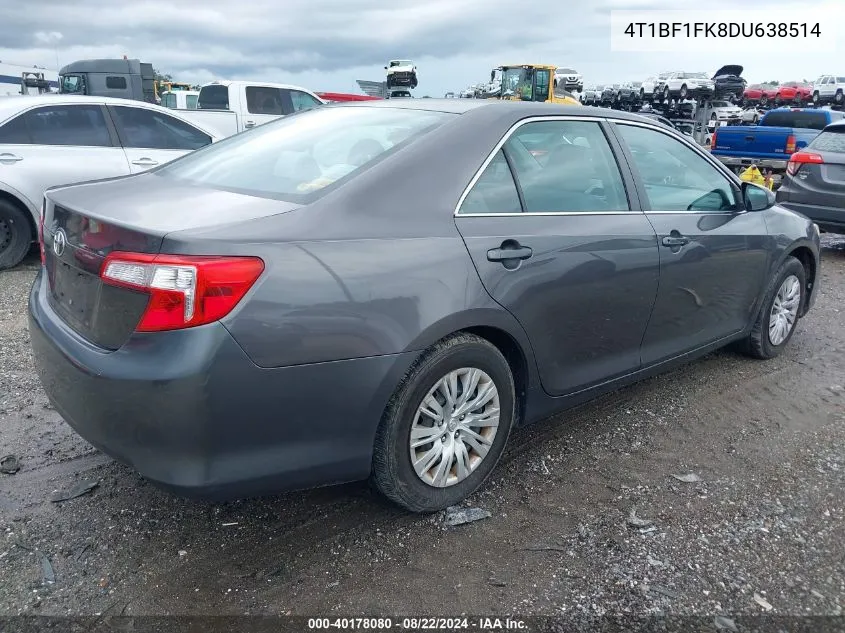 2013 Toyota Camry L VIN: 4T1BF1FK8DU638514 Lot: 40178080