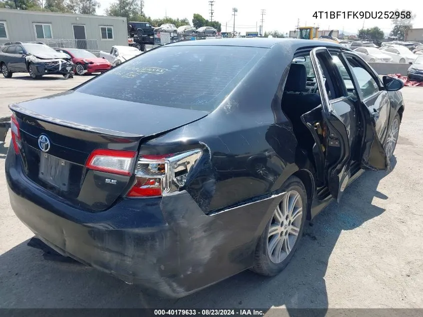 2013 Toyota Camry Se VIN: 4T1BF1FK9DU252958 Lot: 40179633