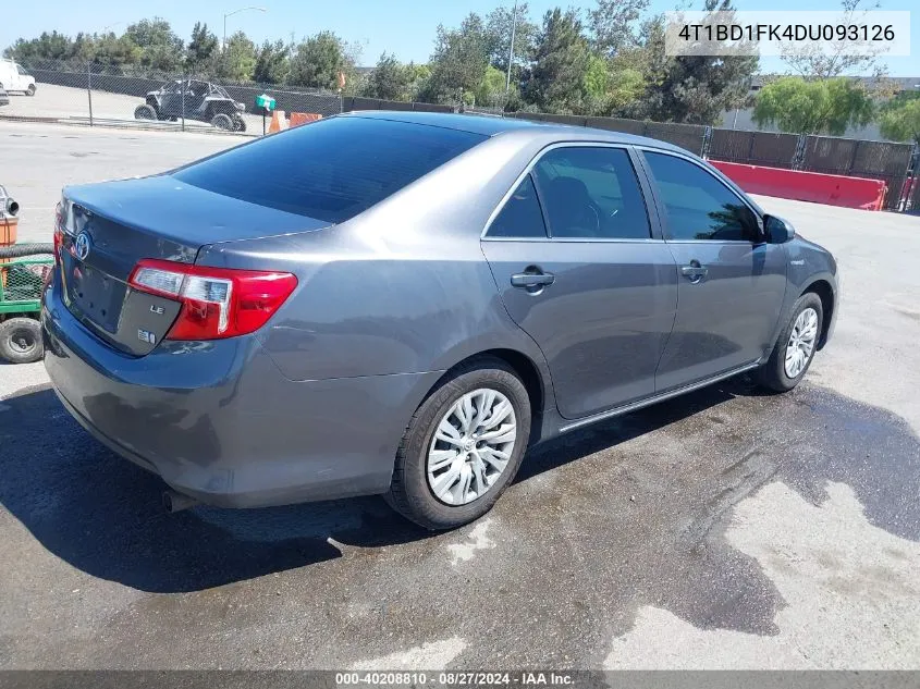 4T1BD1FK4DU093126 2013 Toyota Camry Hybrid Le