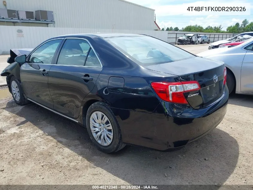 2013 Toyota Camry Le VIN: 4T4BF1FK0DR290326 Lot: 40212345