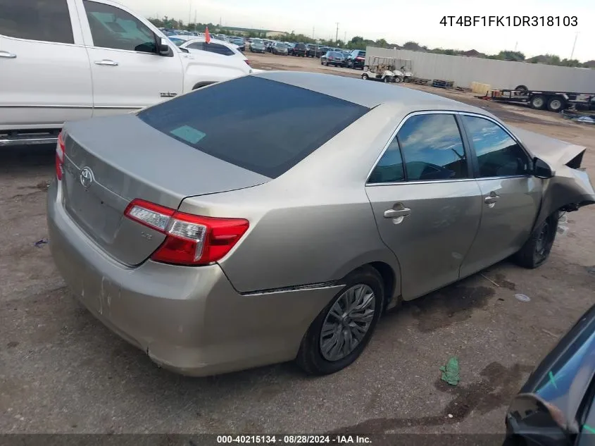 2013 Toyota Camry Le VIN: 4T4BF1FK1DR318103 Lot: 40215134