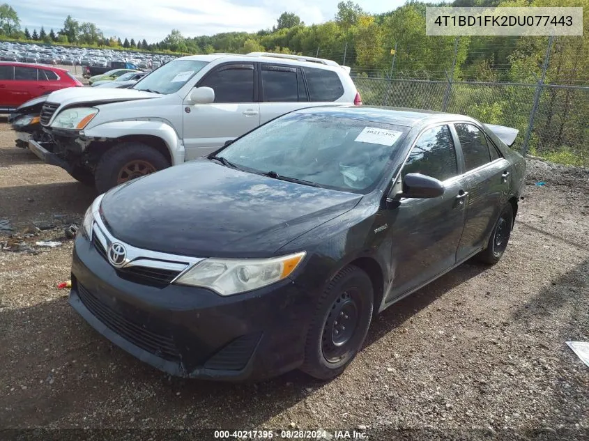 2013 Toyota Camry Hybrid Le VIN: 4T1BD1FK2DU077443 Lot: 40217395