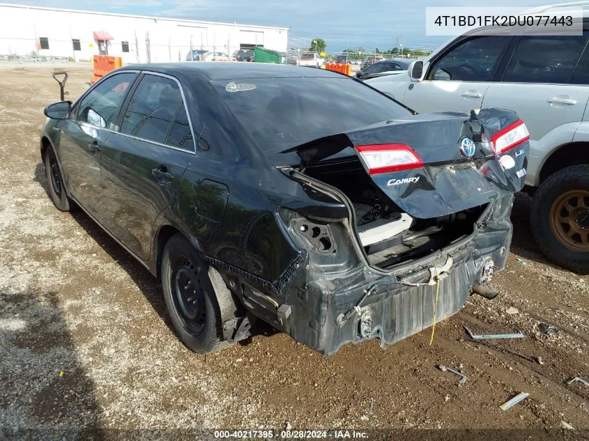 4T1BD1FK2DU077443 2013 Toyota Camry Hybrid Le