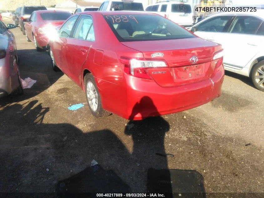 2013 Toyota Camry Le VIN: 4T4BF1FK0DR285725 Lot: 40217889