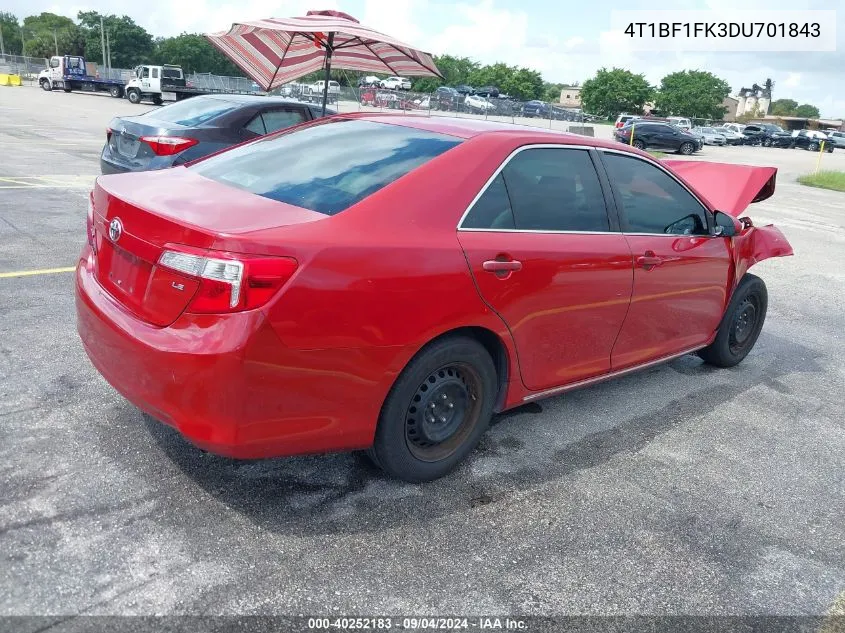 2013 Toyota Camry Le VIN: 4T1BF1FK3DU701843 Lot: 40252183