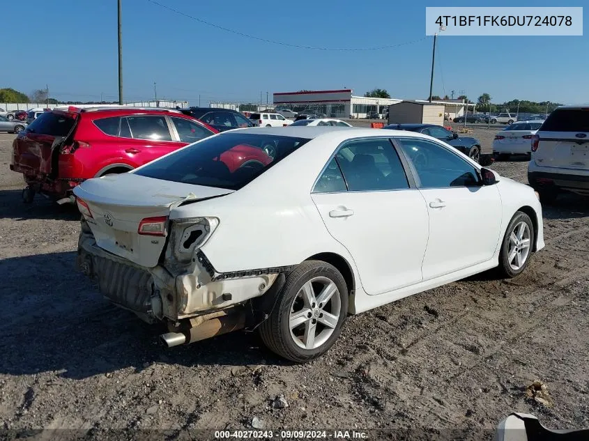 2013 Toyota Camry Se VIN: 4T1BF1FK6DU724078 Lot: 40270243