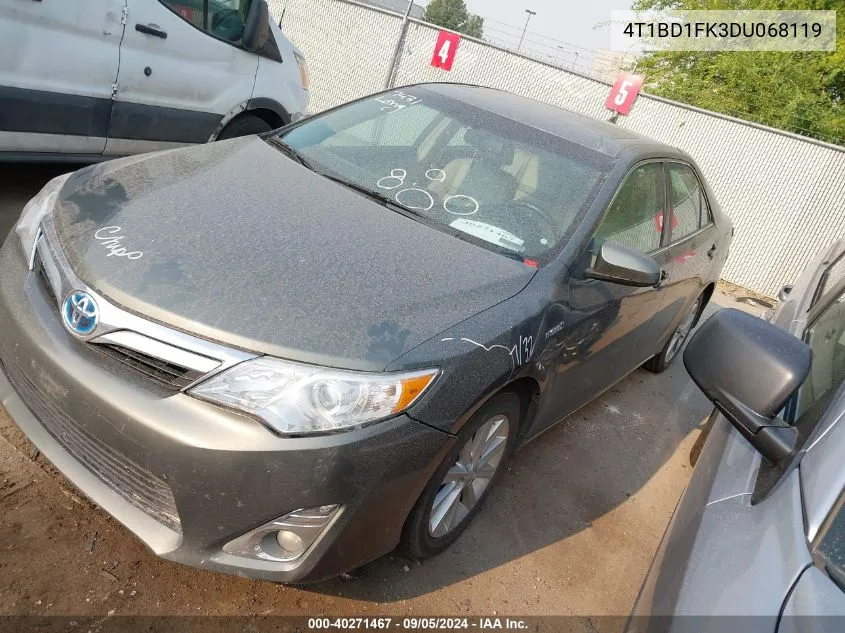 2013 Toyota Camry Hybrid Xle VIN: 4T1BD1FK3DU068119 Lot: 40271467