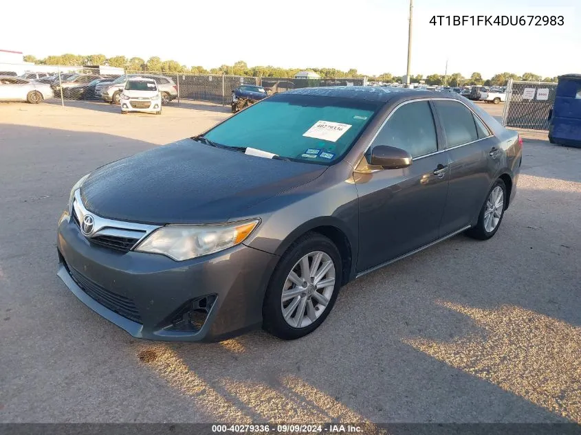 2013 Toyota Camry Xle VIN: 4T1BF1FK4DU672983 Lot: 40279336