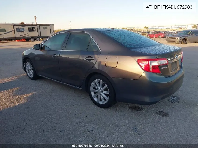 2013 Toyota Camry Xle VIN: 4T1BF1FK4DU672983 Lot: 40279336