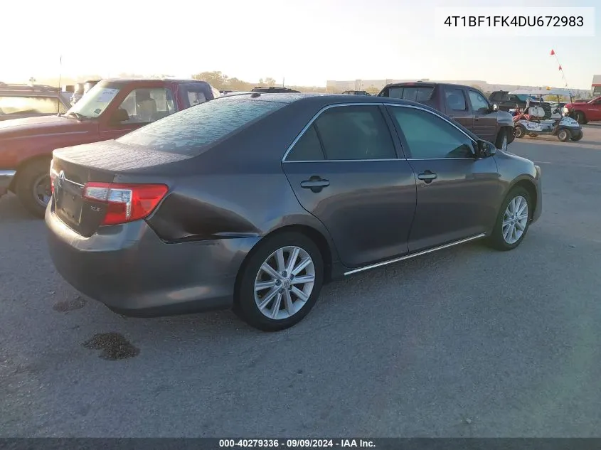 2013 Toyota Camry Xle VIN: 4T1BF1FK4DU672983 Lot: 40279336