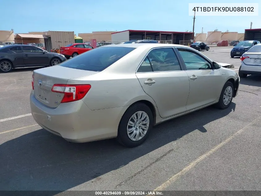 2013 Toyota Camry Hybrid Le VIN: 4T1BD1FK9DU088102 Lot: 40294609