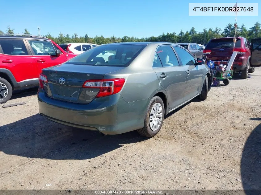 2013 Toyota Camry Le VIN: 4T4BF1FK0DR327648 Lot: 40307473