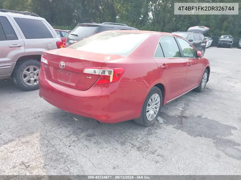 2013 Toyota Camry Le VIN: 4T4BF1FK2DR326744 Lot: 40334671